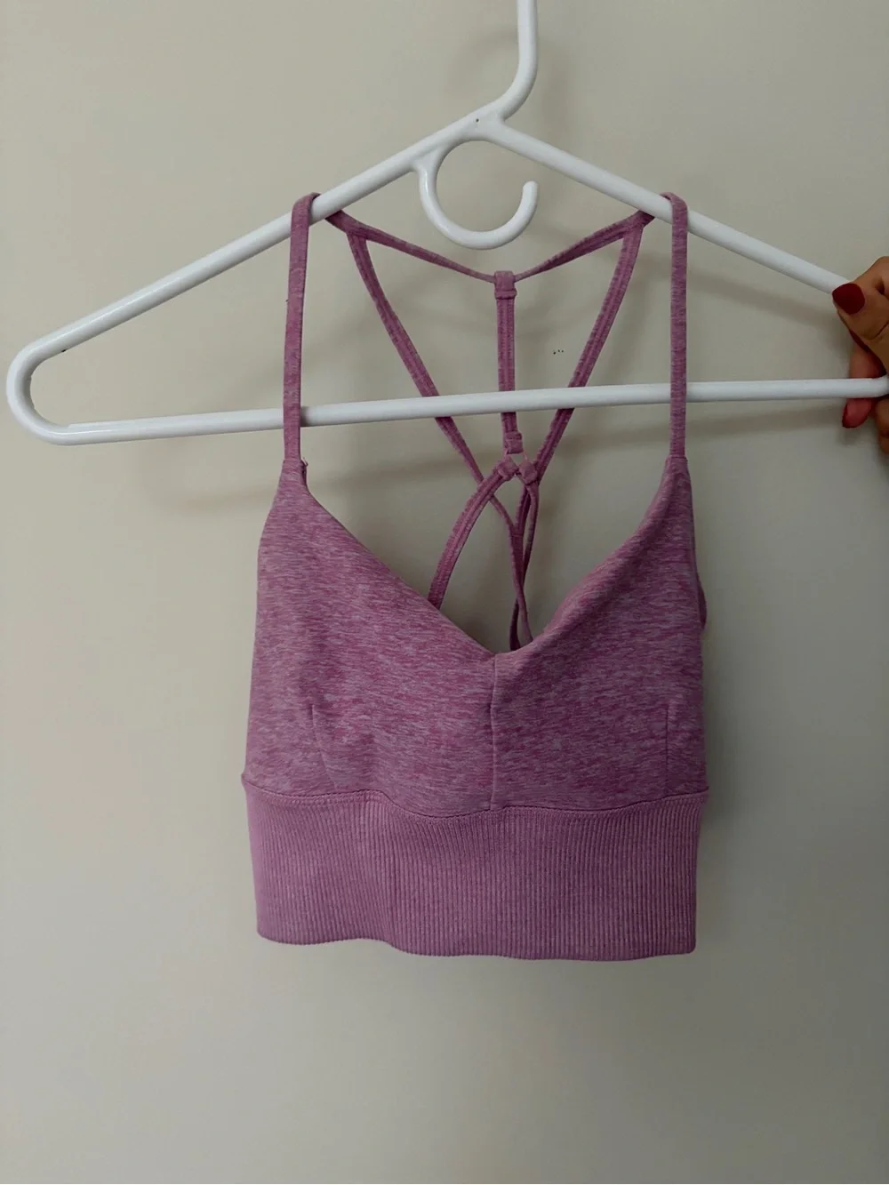 ALO Yoga Heathered Rose Strappy Sports Bralette